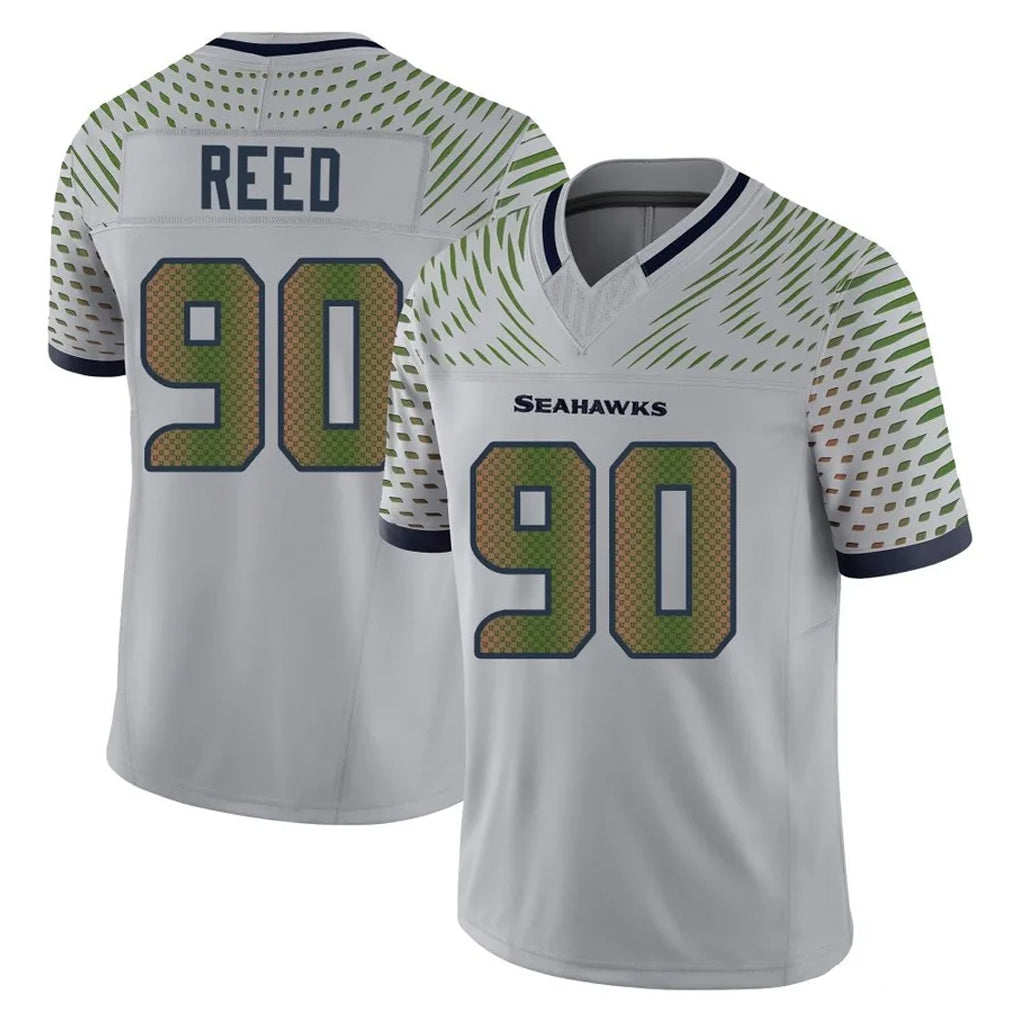 Johmsee S.Seahawks #90 Jarran Reed Player Grey Limited 2025 Rivalries Collection Home Game Stitched Jerseys