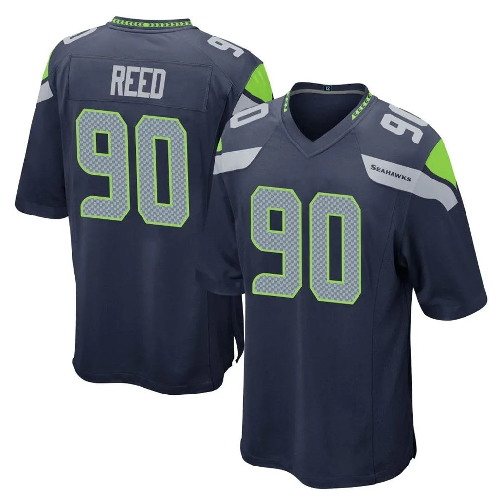 Johmsee S.Seahawks #90 Jarran Reed Player Navy Home Game Stitched Jerseys