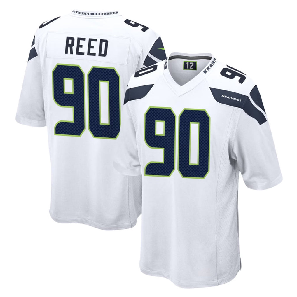 Johmsee S.Seahawks #90 Jarran Reed Player White Home Game Stitched Jerseys