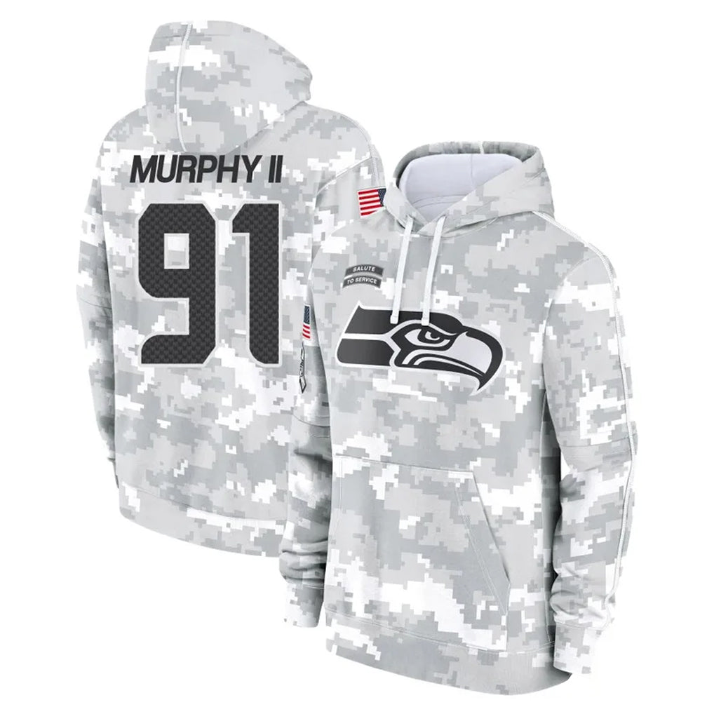 Johmsee S.Seahawks #91 Byron Murphy II Player Arctic Camo Limited Salute to Service Pullover Hoodies Game Stitched Jerseys