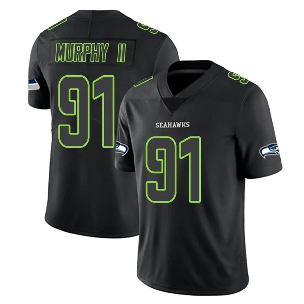Johmsee S.Seahawks #91 Byron Murphy II Player Black Impact Limited Home Game Stitched Jerseys