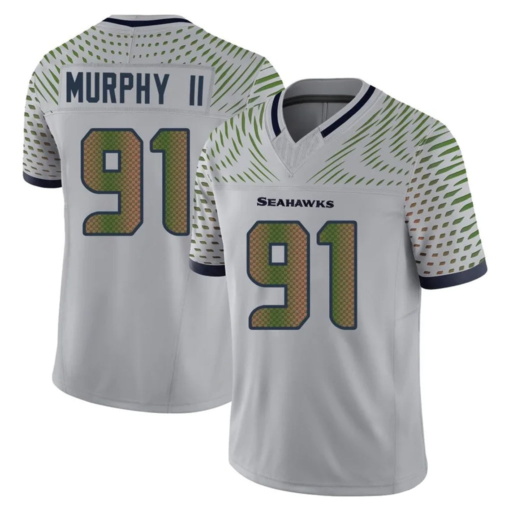Johmsee S.Seahawks #91 Byron Murphy II Player Grey Limited 2025 Rivalries Collection Home Game Stitched Jerseys