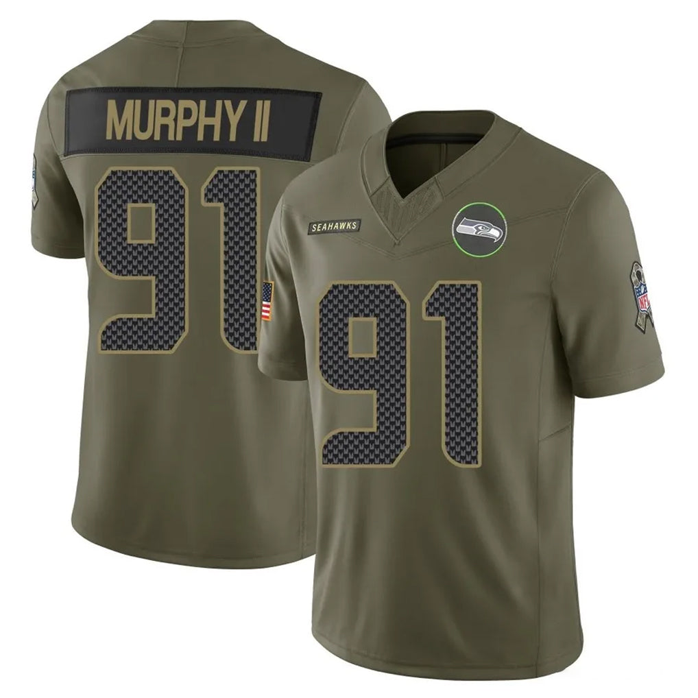 Johmsee S.Seahawks #91 Byron Murphy II Player Olive 2025 Salute To Service Limited Home Game Stitched Jerseys