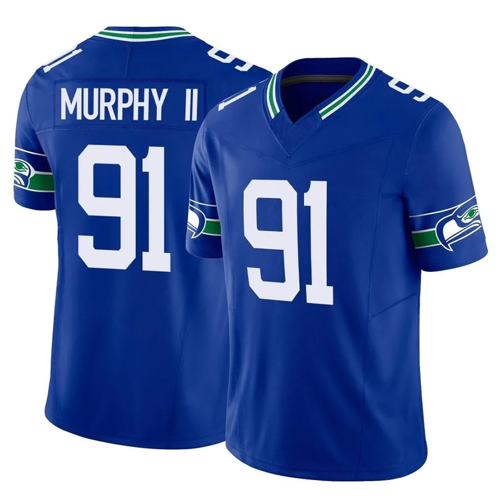 Johmsee S.Seahawks #91 Byron Murphy II Player Royal Limited Throwback Vapor F.U.S.E. Home Game Stitched Jerseys