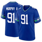 Johmsee S.Seahawks #91 Byron Murphy II Player Royal Throwback Home Game Stitched Jerseys