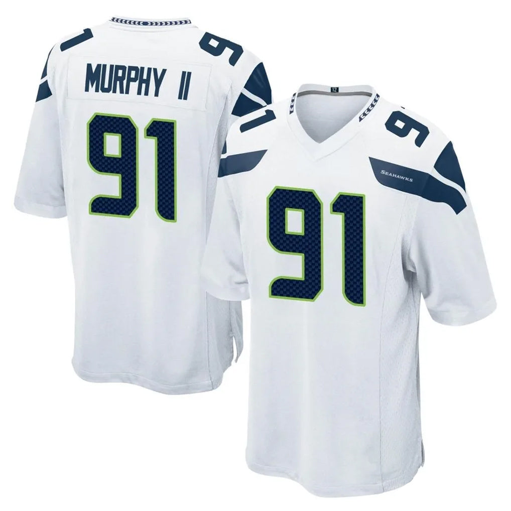 Johmsee S.Seahawks #91 Byron Murphy II Player White Home Game Stitched Jerseys