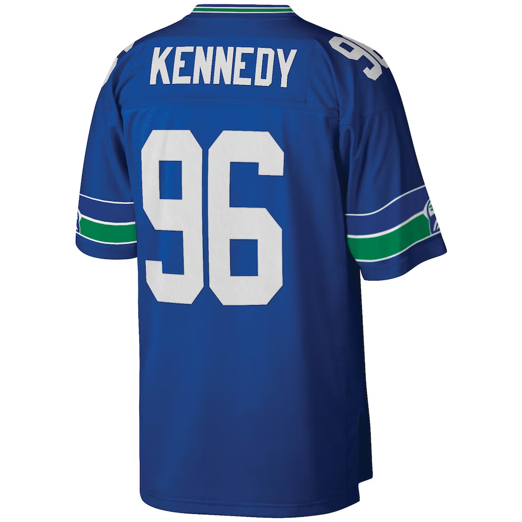 Johmsee S.Seahawks #96 Cortez Kennedy Mitchell & Ness Royal Legacy Replica Jersey