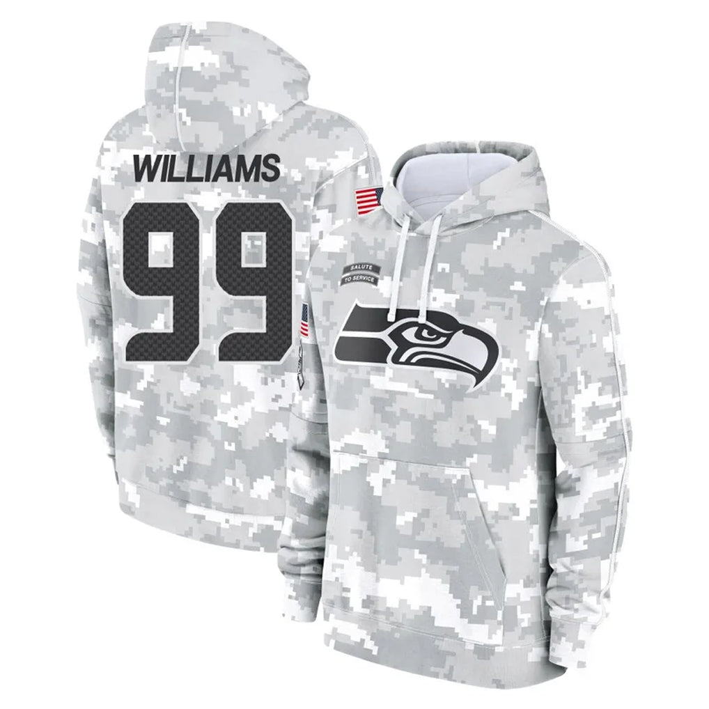 Johmsee S.Seahawks #99 Leonard Williams Player Arctic Camo Limited Salute to Service Pullover Hoodies Game Stitched Jerseys
