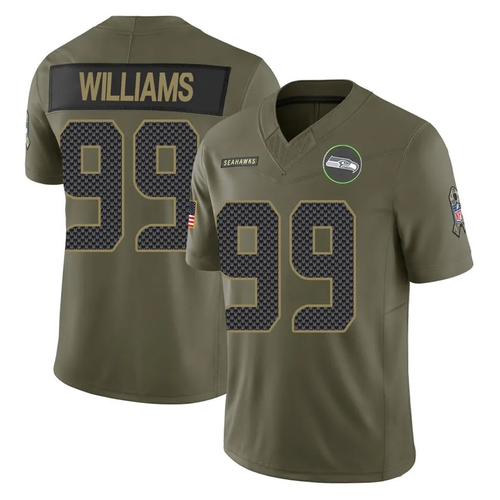 Johmsee S.Seahawks #99 Leonard Williams Player Olive 2025 Salute To Service Limited Home Game Stitched Jerseys