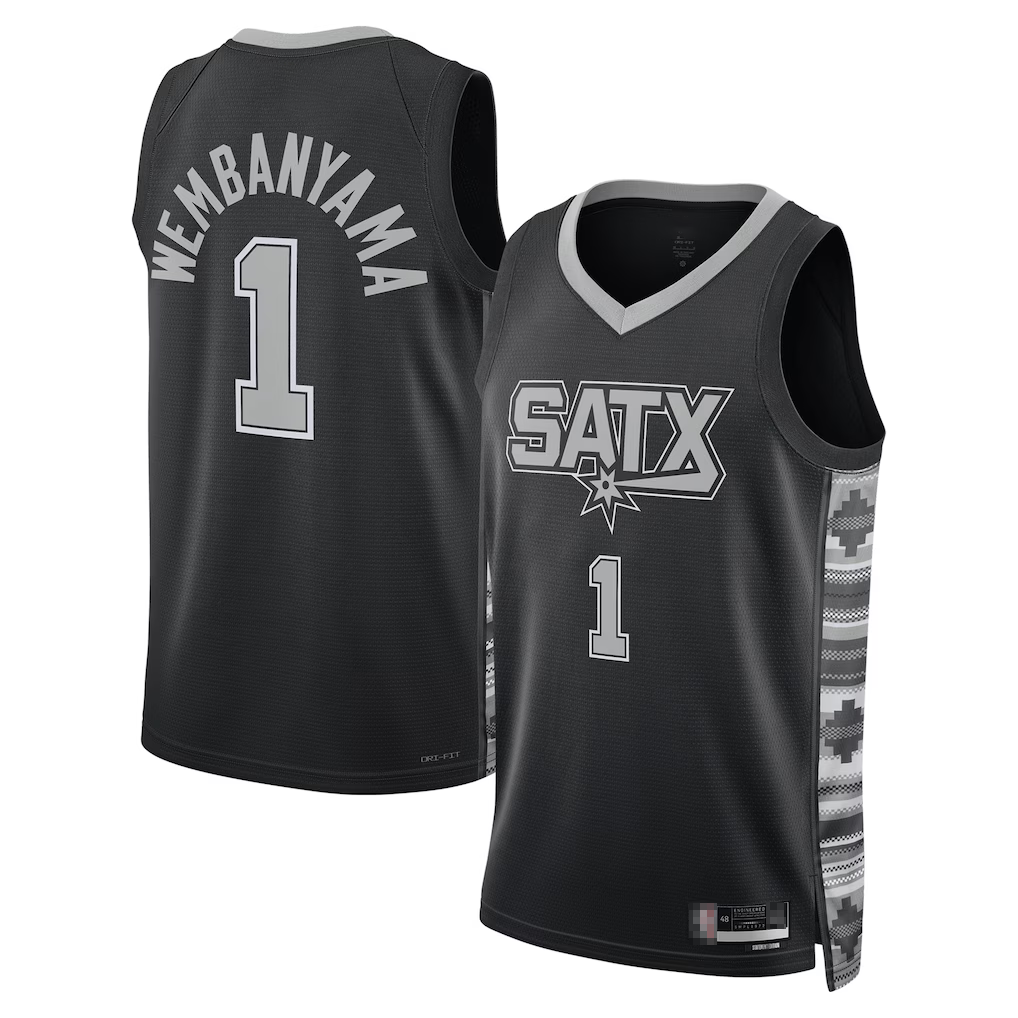 Johmsee SA.Spurs #1 Victor Wembanyama Black Swingman Jerseys - Statement Edition