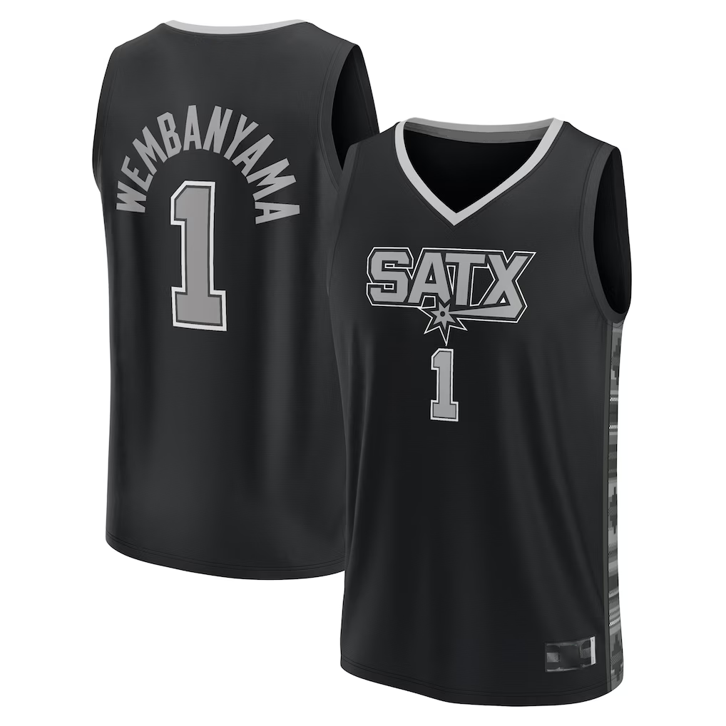 Johmsee SA.Spurs #1 Victor Wembanyama Fanatics Black Fast Break Player Jerseys - Statement Edition