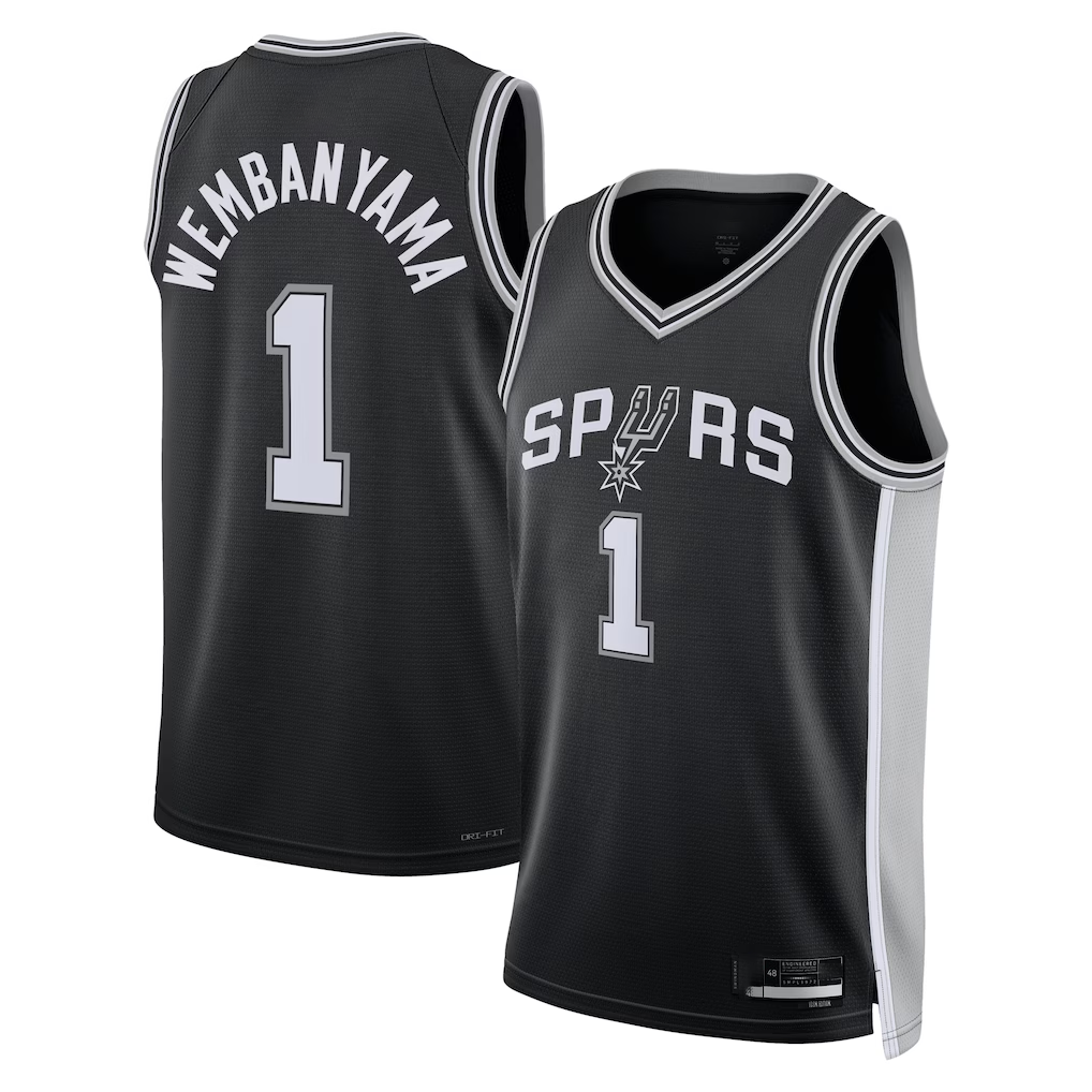 Johmsee SA.Spurs #1 Victor Wembanyama Fanatics Black Fast Break Replica Player Jerseys - Icon Edition