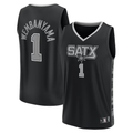 Johmsee SA.Spurs #1 Victor Wembanyama Fanatics Black Fast Break Replica Player Jerseys - Statement Edition
