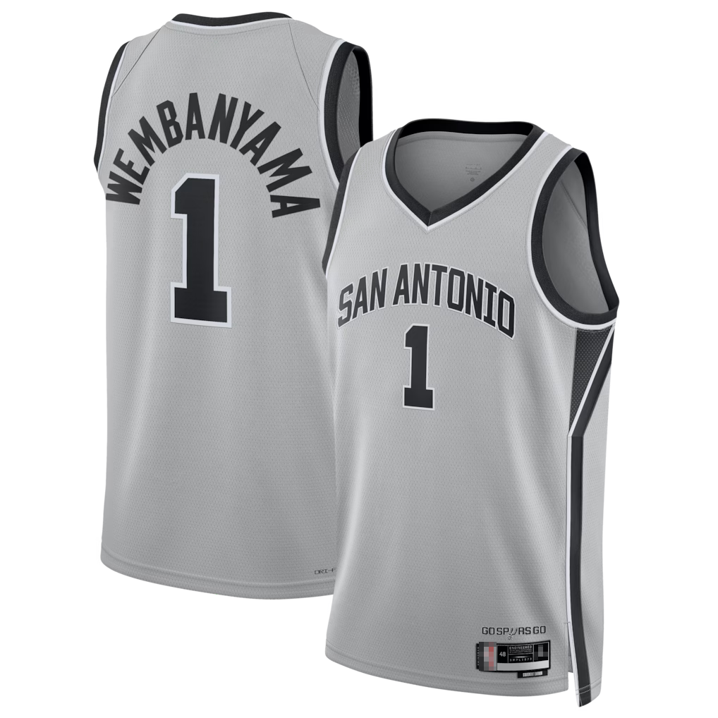 Johmsee SA.Spurs #1 Victor Wembanyama Silver Swingman Jerseys - Statement Edition