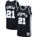 Johmsee SA.Spurs #21 Tim Duncan Mitchell & Ness Black 1998-1999 Big & Tall Hardwood Classics Swingman Jerseys