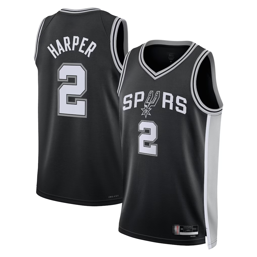 Johmsee SA.Spurs #2Dylan Harper Black 2025 NBA Draft First Round Pick Swingman Jerseys - Icon Edition