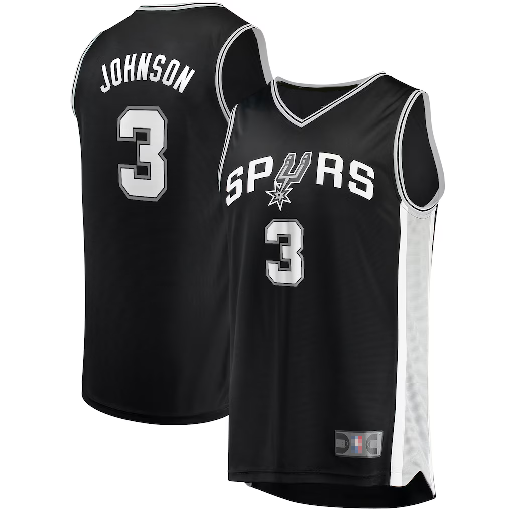 Johmsee SA.Spurs #3 Keldon Johnson Fanatics Black Fast Break Replica Jerseys - Icon Edition