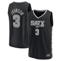 Johmsee SA.Spurs #3 Keldon Johnson Fanatics Black Fast Break Replica Player Jerseys - Statement Edition