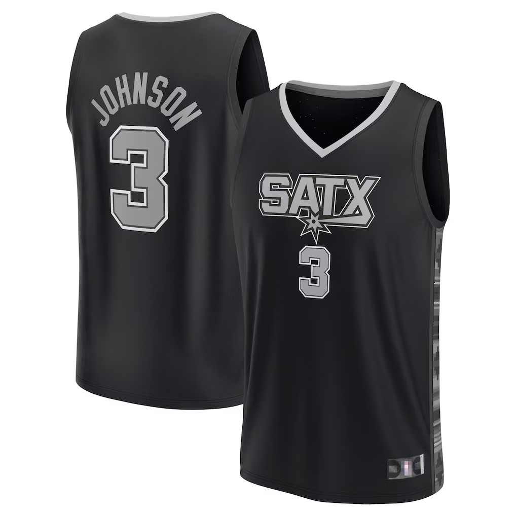 Johmsee SA.Spurs #3 Keldon Johnson Fanatics Black Fast Break Replica Player Jerseys - Statement Edition