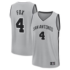 Johmsee SA.Spurs #4 De'Aaron Fox Fanatics Silver Fast Break Jerseys - Statement Edition