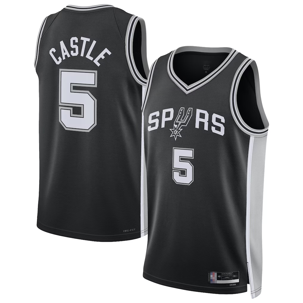 Johmsee SA.Spurs #5 Stephon Castle Black Swingman Jerseys - Icon Edition