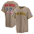 Johmsee SD.Padres #13 Manny Machado Sand USA 250 Fourth of July Alternate Stadium Jersey