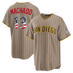 Johmsee SD.Padres #13 Manny Machado Sand USA 250 Fourth of July Alternate Stadium Jersey