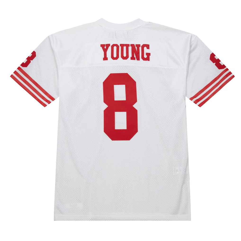 Johmsee SF.49ers 1994 #8 Steve Young Mitchell & Ness White Authentic Throwback Retired Player Stitched Puhic Jersey