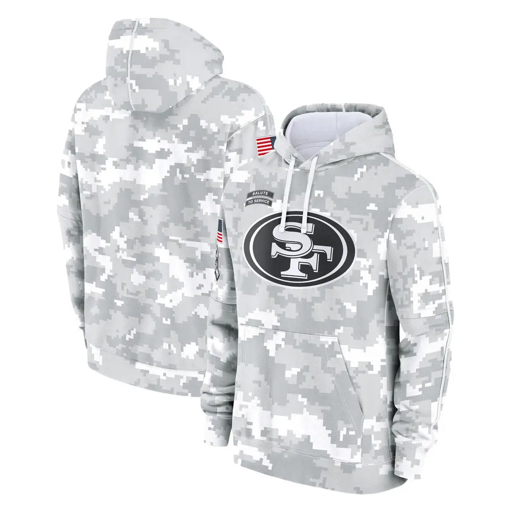 Johmsee SF.49ers Arctic Camo Limited Salute to Service Pullover Hoodies Game Blank Player Stitched Jerseys