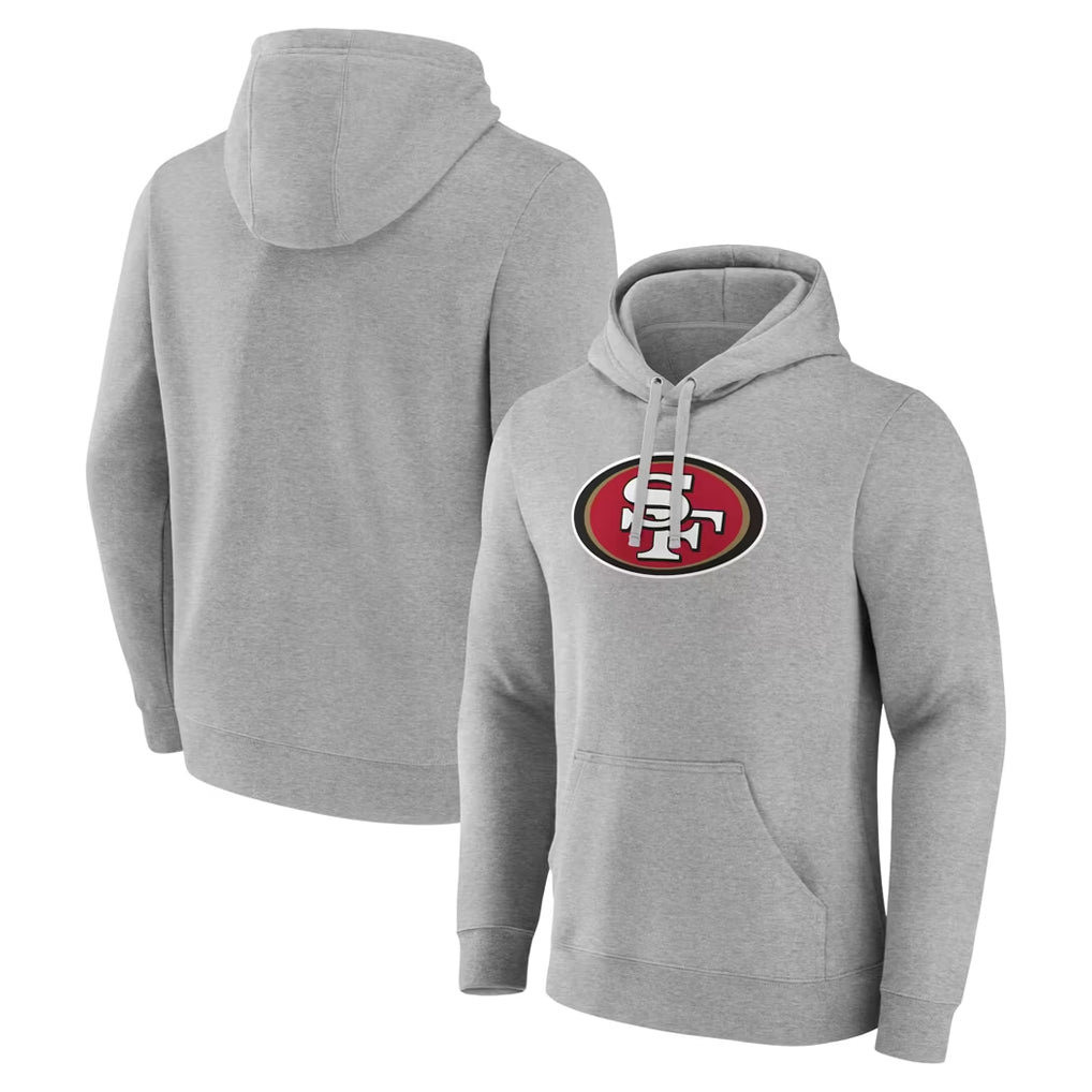 Johmsee SF.49ers Gray LOGO Pullover Hoodies Home Game Blank Player Stitched Jerseys
