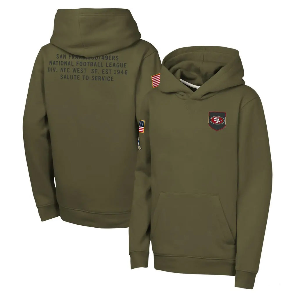 Johmsee SF.49ers Olive Salute to Service Pullover Hoodies Limited Blank Player Stitched Jerseys