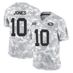 Johmsee SF.49ers #10 Mac Jones Player Arctic Camo Limited Salute To Service Home Game Stitched Jerseys