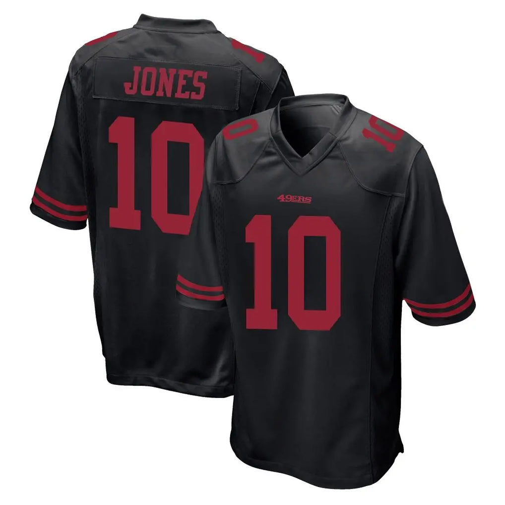 Johmsee SF.49ers #10 Mac Jones Player Black Alternate Home Game Stitched Jerseys