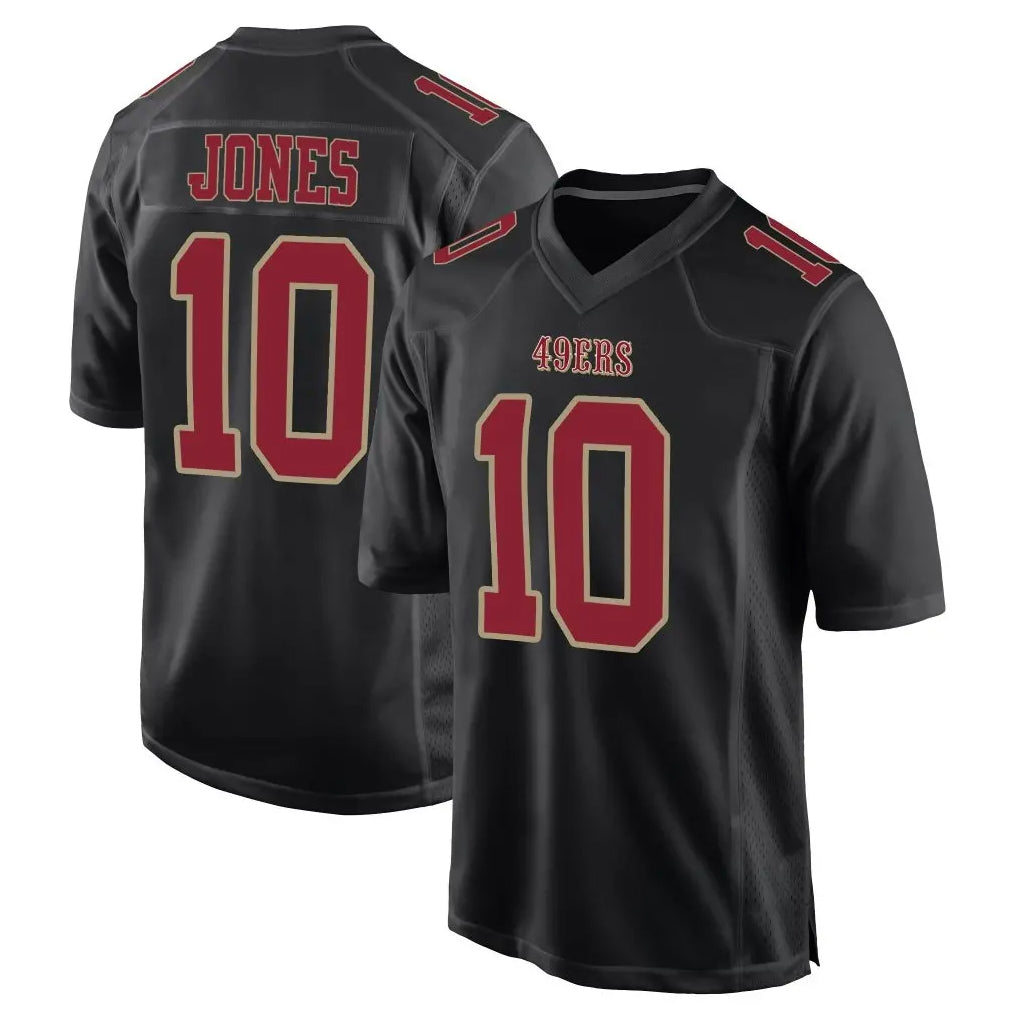 Johmsee SF.49ers #10 Mac Jones Player Black Fashion Home Game Stitched Jerseys