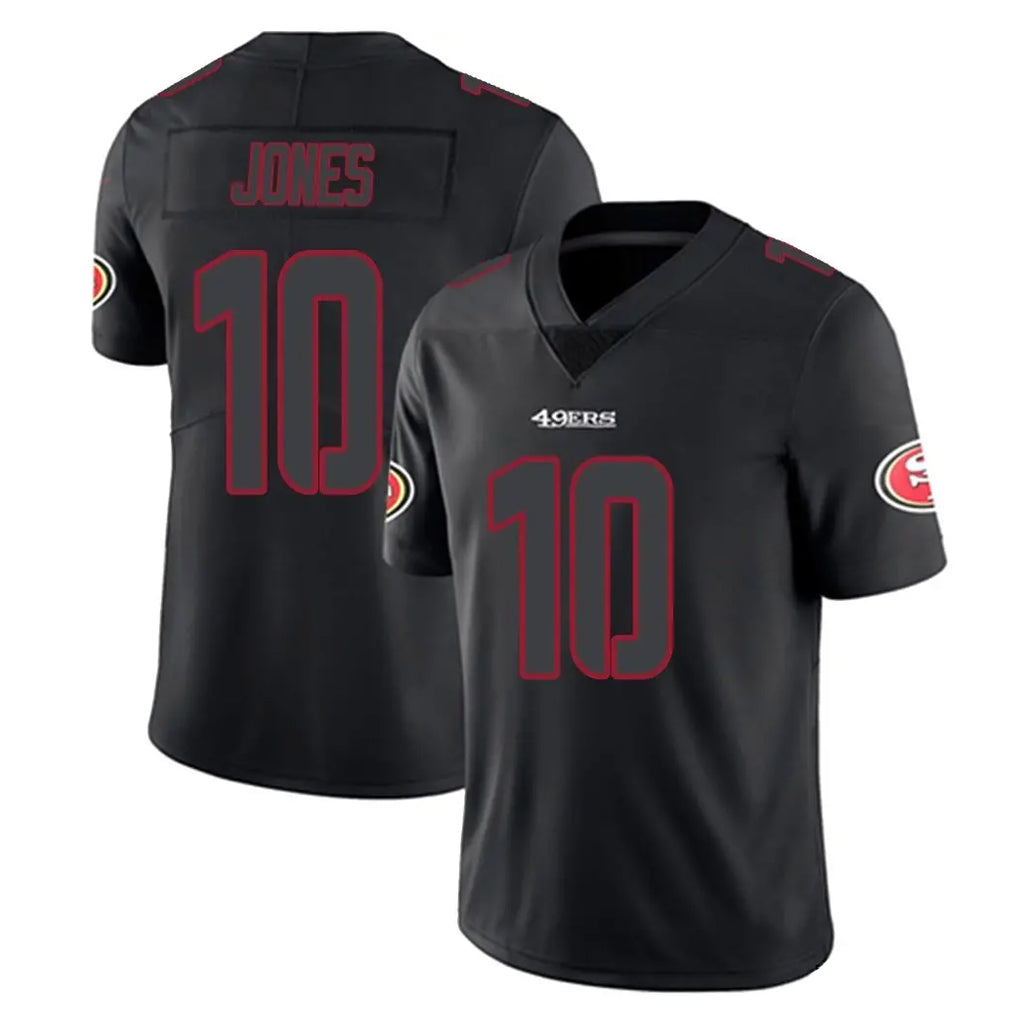Johmsee SF.49ers #10 Mac Jones Player Black Impact Limited Home Game Stitched Jerseys