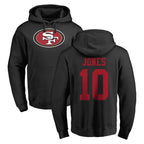 Johmsee SF.49ers #10 Mac Jones Player Black LOGO Pullover Hoodies Home Game Stitched Jerseys