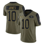 Johmsee SF.49ers #10 Mac Jones Player Olive Salute To Service Limited Game Stitched Jerseys