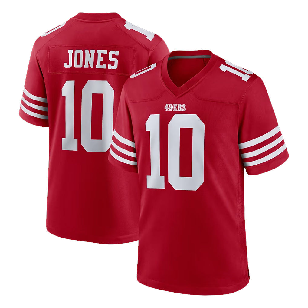 Johmsee SF.49ers #10 Mac Jones Player Red Game Home Stitched Jerseys