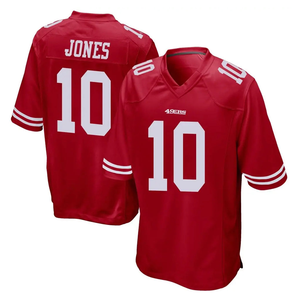 Johmsee SF.49ers #10 Mac Jones Player Red Home Game Stitched Jerseys
