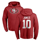 Johmsee SF.49ers #10 Mac Jones Player Red LOGO Pullover Hoodies Home Game Stitched Jerseys