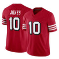 Johmsee SF.49ers #10 Mac Jones Player Red Limited Alternate Vapor F.U.S.E. Home Game Stitched Jerseys