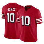 Johmsee SF.49ers #10 Mac Jones Player Red Limited Alternate Vapor F.U.S.E. Home Game Stitched Jerseys