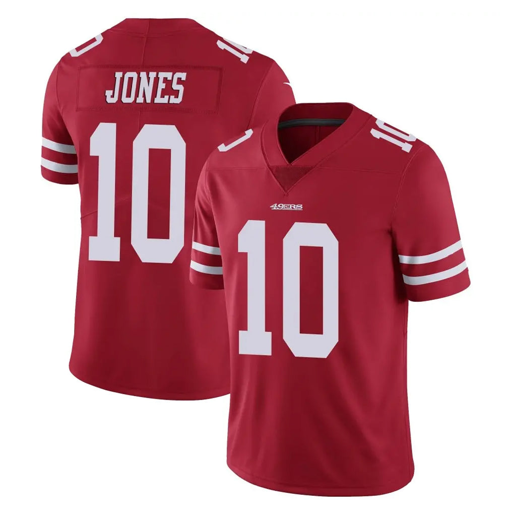 Johmsee SF.49ers #10 Mac Jones Player Red Limited Vapor Untouchable Home Game Stitched Jerseys