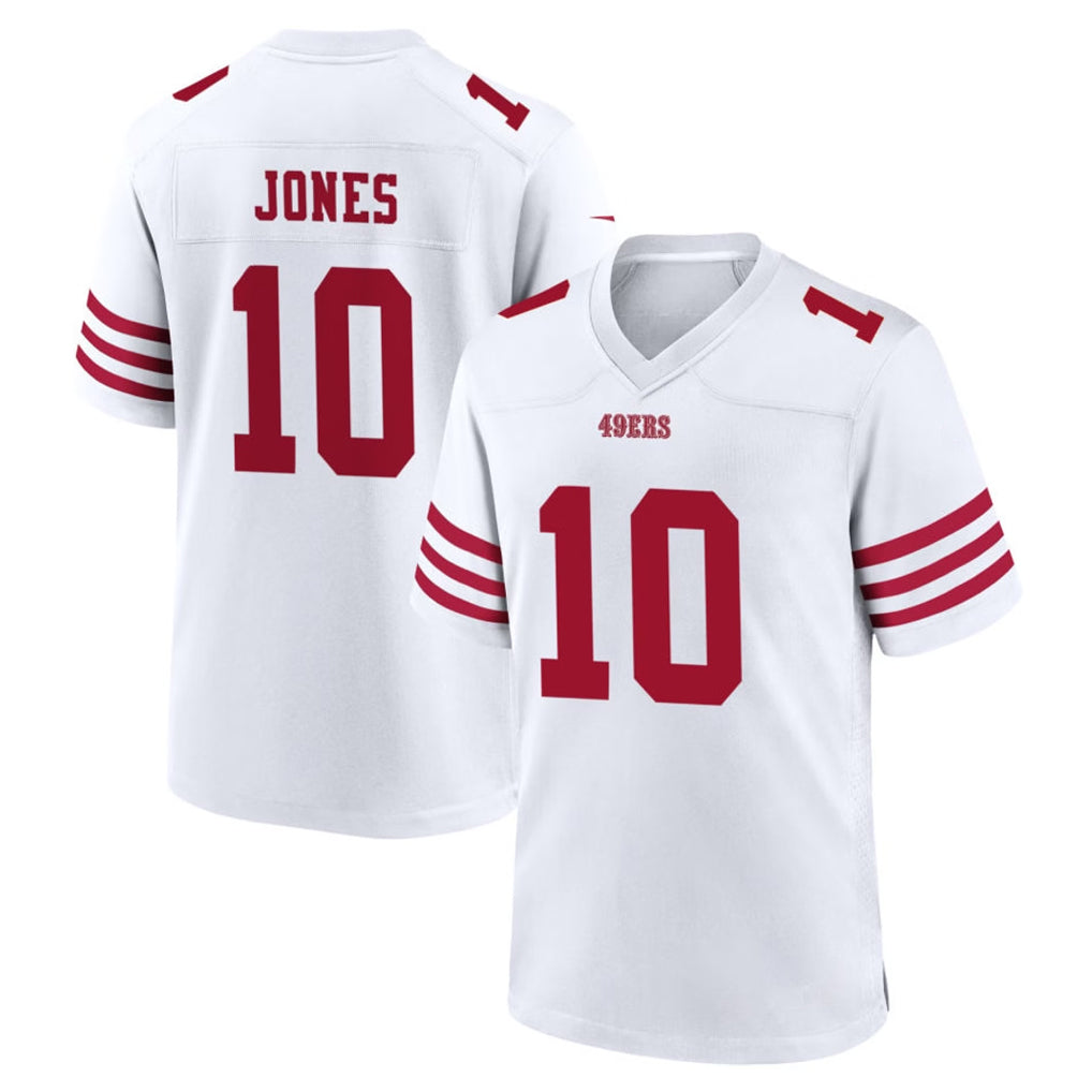 Johmsee SF.49ers #10 Mac Jones Player White Game Home Stitched Jerseys