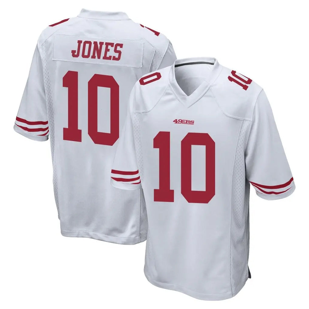 Johmsee SF.49ers #10 Mac Jones Player White Home Game Stitched Jerseys