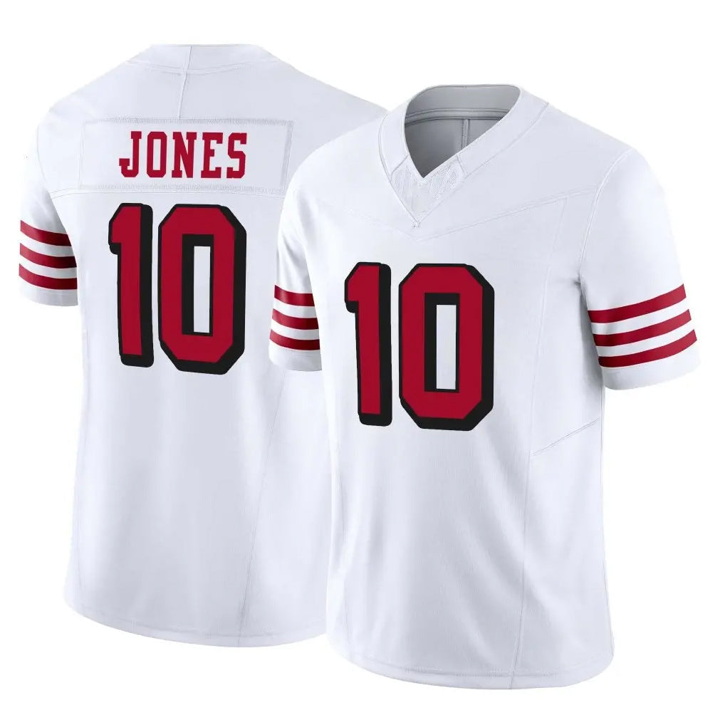 Johmsee SF.49ers #10 Mac Jones Player White Limited Alternate Vapor F.U.S.E. Home Game Stitched Jerseys