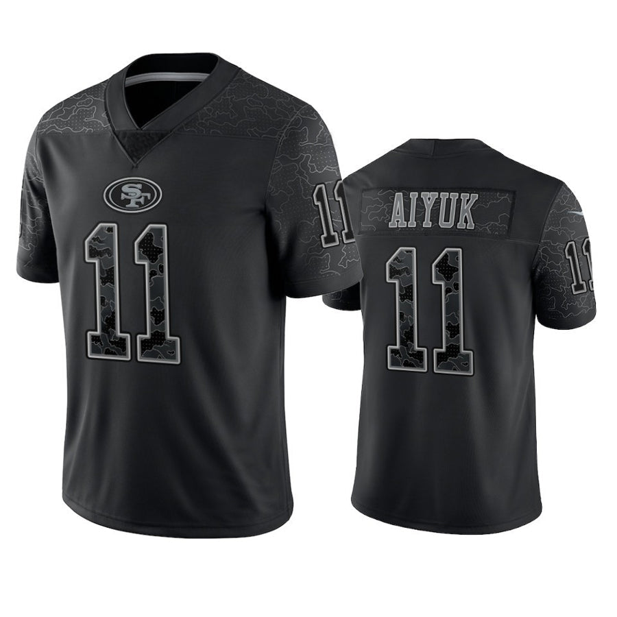 Johmsee SF.49ers #11 Brandon Aiyuk Player Black RFLCTV Limited Stitched Jerseys