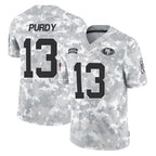 Johmsee SF.49ers #13 Brock Purdy Player Arctic Camo Limited Salute To Service Home Game Stitched Jerseys