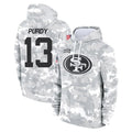 Johmsee SF.49ers #13 Brock Purdy Player Arctic Camo Limited Salute to Service Pullover Hoodies Game Stitched Jerseys
