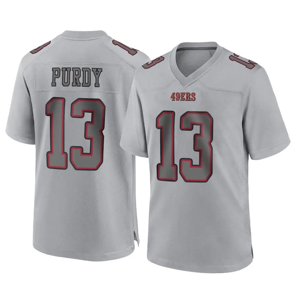 Johmsee SF.49ers #13 Brock Purdy Player Gray Atmosphere Fashion Home Game Stitched Jerseys